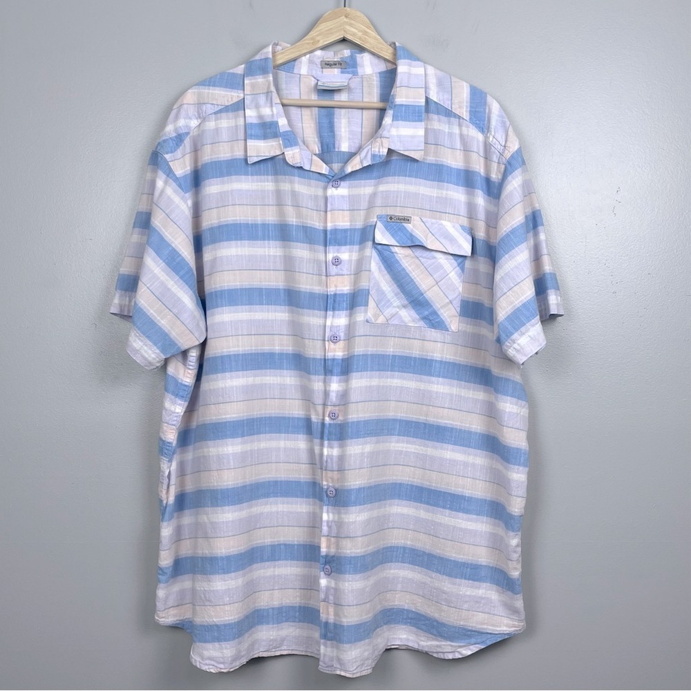 Columbia Men's 100% Cotton Lightweight Plaid Button Down Shirt Size XXL; Casual